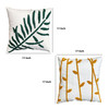 DunaWest 17 x 17 Inch 2 Piece Square Cotton Accent Throw Pillow Set, Leaf Embroidery, White, Green, Yellow