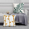 DunaWest 17 x 17 Inch 2 Piece Square Cotton Accent Throw Pillow Set, Leaf Embroidery, White, Green, Yellow