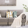DunaWest 17 x 17 Inch 2 Piece Square Cotton Accent Throw Pillow Set, Leaf Embroidery, White, Green, Yellow