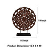 DunaWest Intricately Carved Round Wooden Wheel Sculpture on Rectangular Stand, Rustic Brown, Large DunaWest Intricately Carved Round Wooden Wheel Sculpture on Rectangular Stand, Rustic Brown, Large