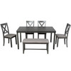 6-Piece Kitchen Dining Table Set Wooden Rectangular Dining Table, 4 Dining Chairs and Bench Family Furniture for 6 People 6-Piece Kitchen Dining Table Set Wooden Rectangular Dining Table, 4 Dining Chairs and Bench Family Furniture for 6 People