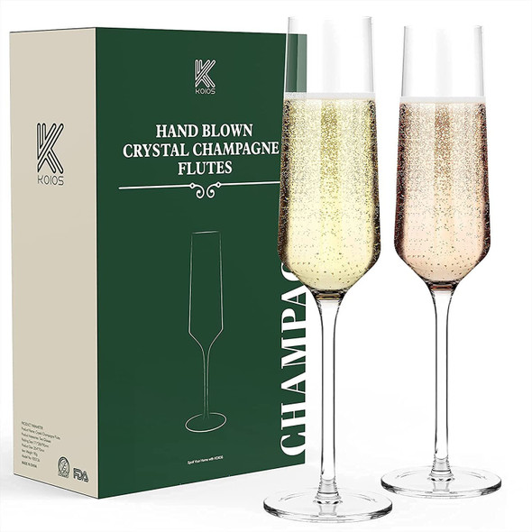 Champagne Flutes Glass Set of 2,KOIOS Hand Blown Champagne Glasses Toasting Crystal Flutes Goblet,Champagne Glasses Wedding Thanksgiving Party Cocktail Cups Champagne Flutes Glass Set of 2,KOIOS Hand Blown Champagne Glasses Toasting Crystal Flutes Goblet,Champagne Glasses Wedding Thanksgiving Party Cocktail Cups