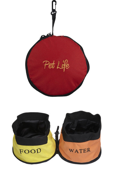 Double Food and Water Travel Pet Bowl