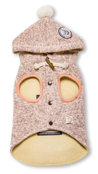 Touchdog Hippie Embellished Designer Sleeveless Pompom Pet Dog Hooded Sweater