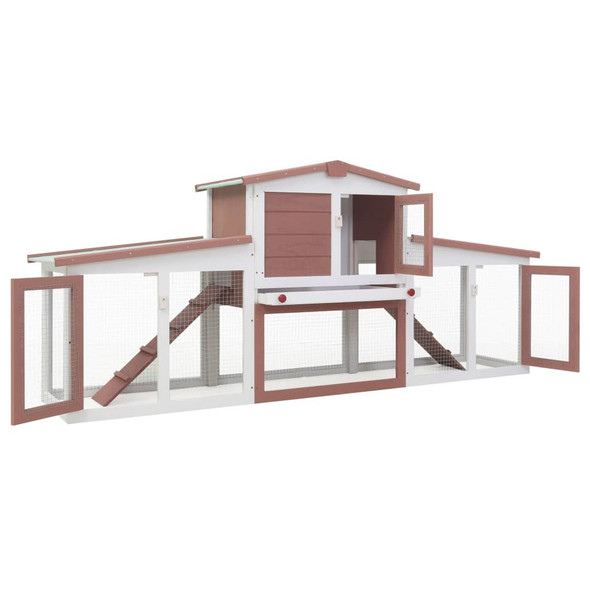 Outdoor Large Rabbit Hutch Brown and White 80.3"x17.7"x33.5" Wood