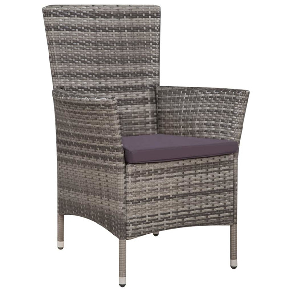 3 Piece Bistro Set Poly Rattan Gray