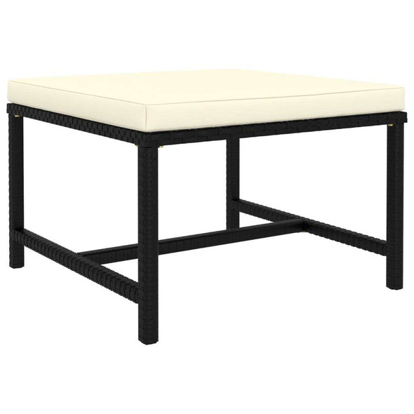 Sectional Footrest with Cushion Black Poly Rattan