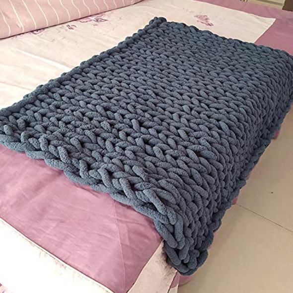 Chinille Knitting Blanket Bed Throw Yarn Baby Bulky Soft Throw, 1.2*1.5m, Dark Grey