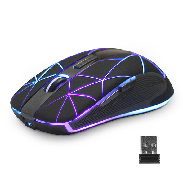 Rii RM200 Wireless Mouse,2.4G Wireless Mouse 5 Buttons Rechargeable Mobile Optical Mouse with USB Nano Receiver,3 Adjustable DPI Levels,Colorful LED Lights for Notebook,PC,Computer-Black