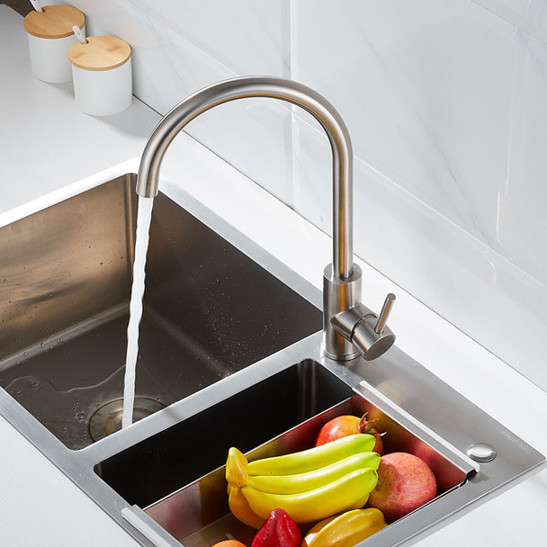 ODBO 98035S Bathroom Faucet Brushed Nickel Bathroom Sink Faucet Single Hole Bathroom Faucet Single Handle Vanity Faucet- Sink Drain Not Included ODBO 98035S Bathroom Faucet Brushed Nickel Bathroom Sink Faucet Single Hole Bathroom Faucet Single Handle Vanity Faucet- Sink Drain Not Included