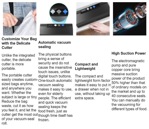 KOIOS 80Kpa Automatic Vacuum Food Sealer Machine KOIOS 80Kpa Automatic Vacuum Food Sealer Machine