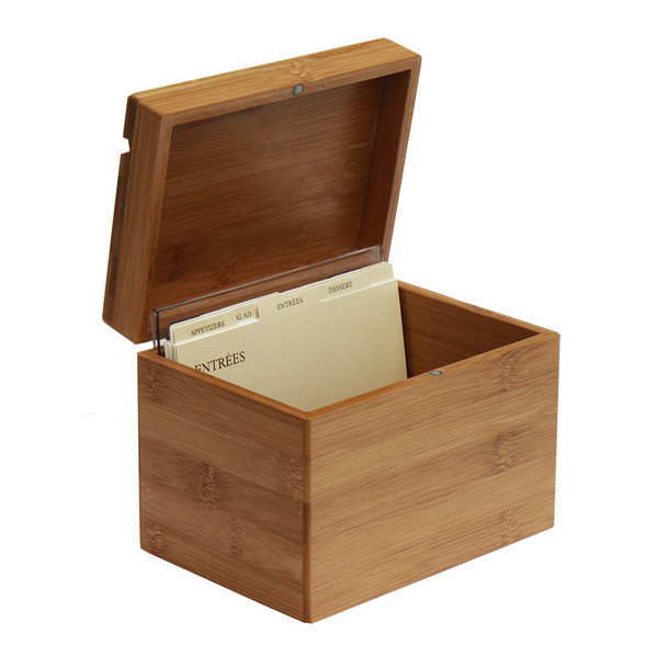 Oceanstar Bamboo Recipe Box with Divider