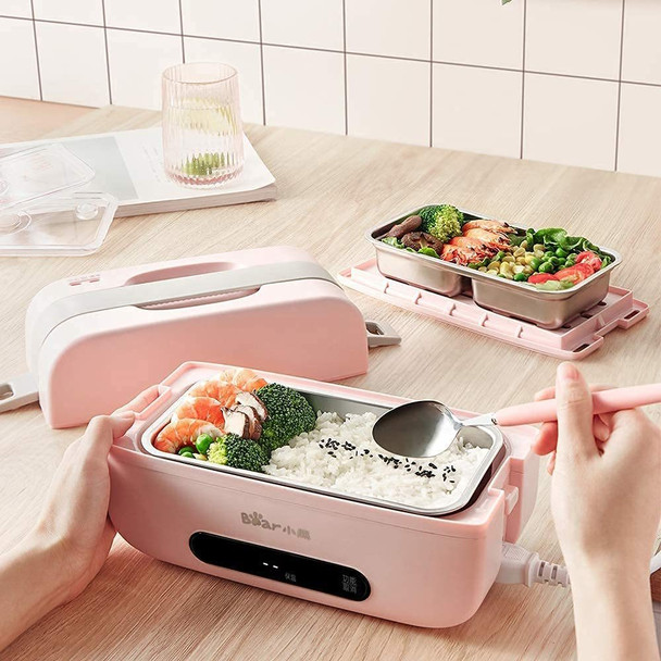 Bear DFH-B10T6 Self Heated Lunch Box, Leakproof Plug-in Lunch Box, with Keep Warm Function, 120V, Pink