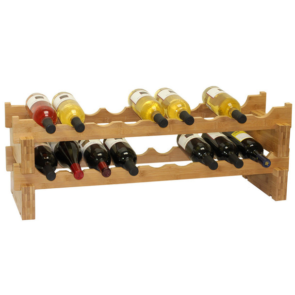 Oceanstar 18-Bottle Stackable Bamboo Wine Rack Oceanstar 18-Bottle Stackable Bamboo Wine Rack
