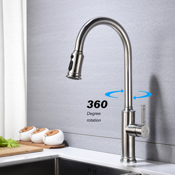Single Handle Pull Down Kitchen Faucet with Dual Function Sprayhead
