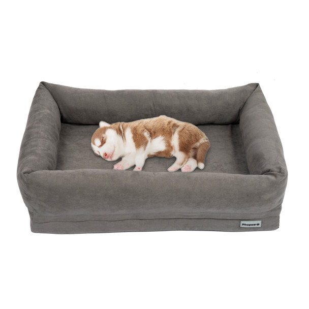 Memory Foam Dog Bed, 4'' Orthopedic Anti-Anxiety Crate Mats, Travel Couch Bed for Cute Dogs, with Durable Washable Pet Beds Cover and Pillow, Gray Memory Foam Dog Bed, 4'' Orthopedic Anti-Anxiety Crate Mats, Travel Couch Bed for Cute Dogs, with Durable Washable Pet Beds Cover and Pillow, Gray