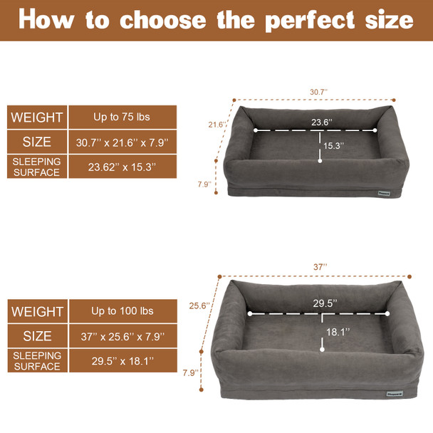 Memory Foam Dog Bed, 4'' Orthopedic Anti-Anxiety Crate Mats, Travel Couch Bed for Cute Dogs, with Durable Washable Pet Beds Cover and Pillow, Gray Memory Foam Dog Bed, 4'' Orthopedic Anti-Anxiety Crate Mats, Travel Couch Bed for Cute Dogs, with Durable Washable Pet Beds Cover and Pillow, Gray