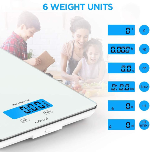 KOIOS USB Rechargeable Food Scale, 33lb/15Kg Kitchen Scale Digital Weight Grams and oz for Cooking Baking KOIOS USB Rechargeable Food Scale, 33lb/15Kg Kitchen Scale Digital Weight Grams and oz for Cooking Baking