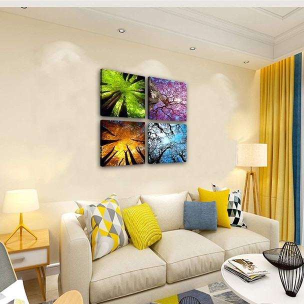 4 Panels Canvas Wall Art Spring Summer Autumn Winter Four Seasons Landscape Color Tree Painting Picture Prints Modern Giclee Artwork Stretched and Framed for Living Room Home Decoration