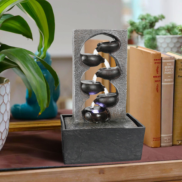 9.5inches Indoor Tabletop Fountains with LED Lights