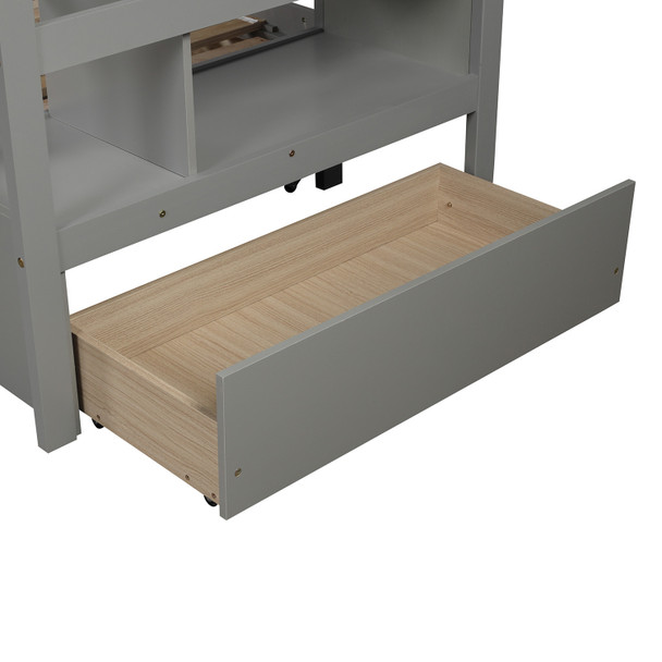 Twin over Twin/King Bunk Bed with Twin Size Trundle