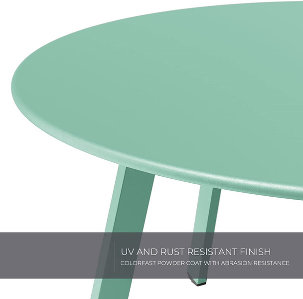 SR Round Steel Patio Coffee Table, Weather Resistant Outdoor Large Side Table