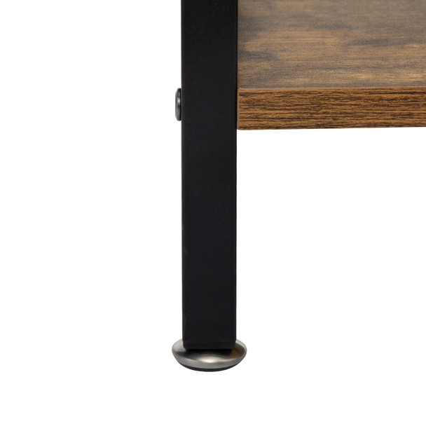 Set of 2 Nightstand Industrial End Table with Drawer, Storage Shelf and Metal Frame for Living Room, Bedroom, XH