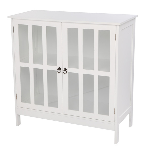 80*36*80cm Density Board Disassembly Double Doors Double Compartment Sideboard White