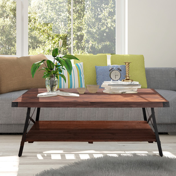48" Large Solid Coffee Table with Storage for Both Indoor or Outdoor Use, 3 Colors Availabel
