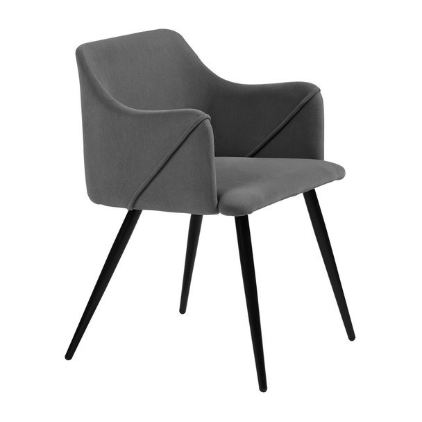 Velvet Arm Dining Chair (Set of 2) - Grey