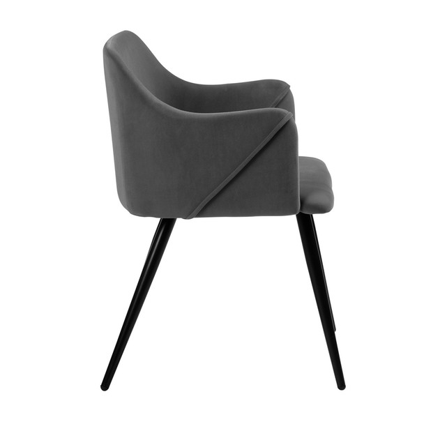 Velvet Arm Dining Chair (Set of 2) - Grey