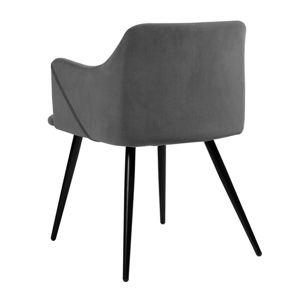 Velvet Arm Dining Chair (Set of 2) - Grey