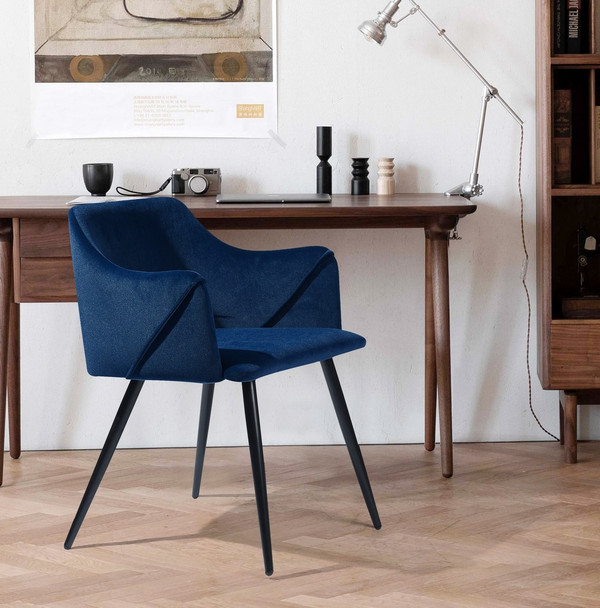 Velvet Arm Dining Chair (Set of 2) - Dark Blue