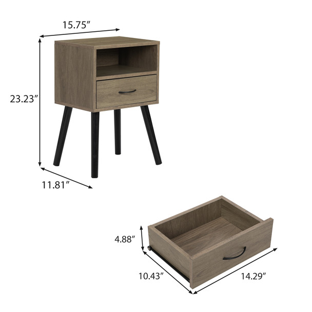 Set of 2 Nightstand, Bunk Bedside Table, End Table for Living Room, Bedroom and Office XH
