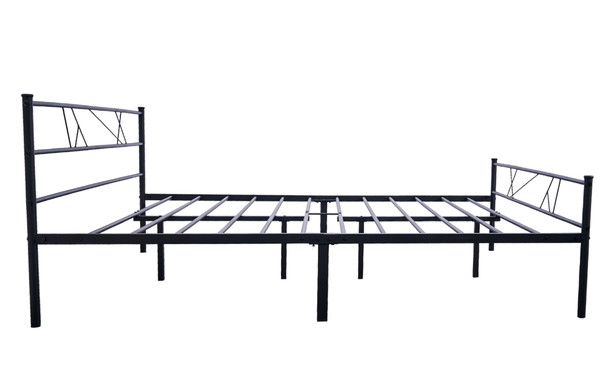 EASE-WAY Black Metal Bed Frame Queen Size, Modern Headboard and Footboard, Premium Stable Steel Slat Support Mattress Foundation (Black)