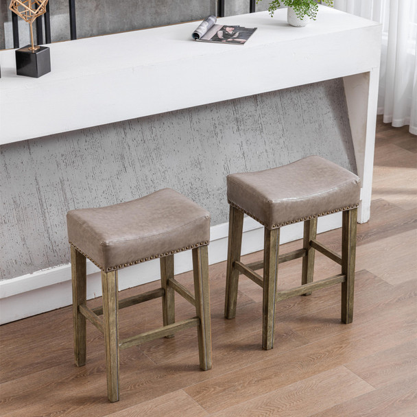  Backless Bar Stools, 2-Pcs Set