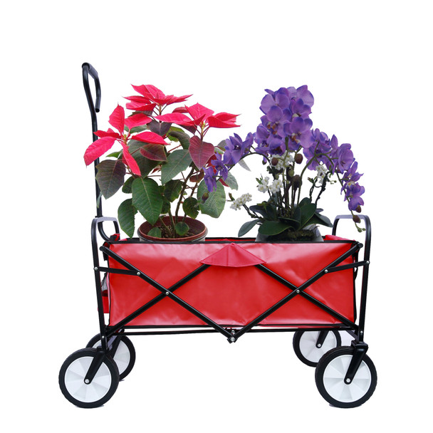Outdoor  Folding Wagon Garden , Large Capacity Folding Wagon Garden Shopping Beach Cart ,Heavy Duty Foldable Cart, for Outdoor Activities, Beaches, Parks, Camping