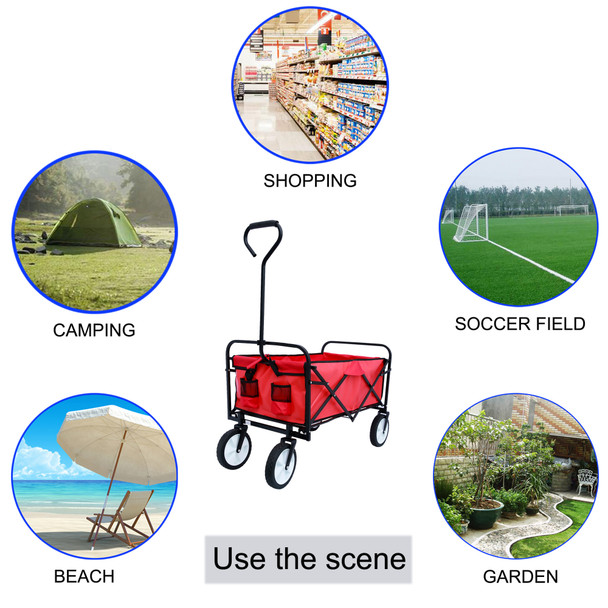 Outdoor  Folding Wagon Garden , Large Capacity Folding Wagon Garden Shopping Beach Cart ,Heavy Duty Foldable Cart, for Outdoor Activities, Beaches, Parks, Camping