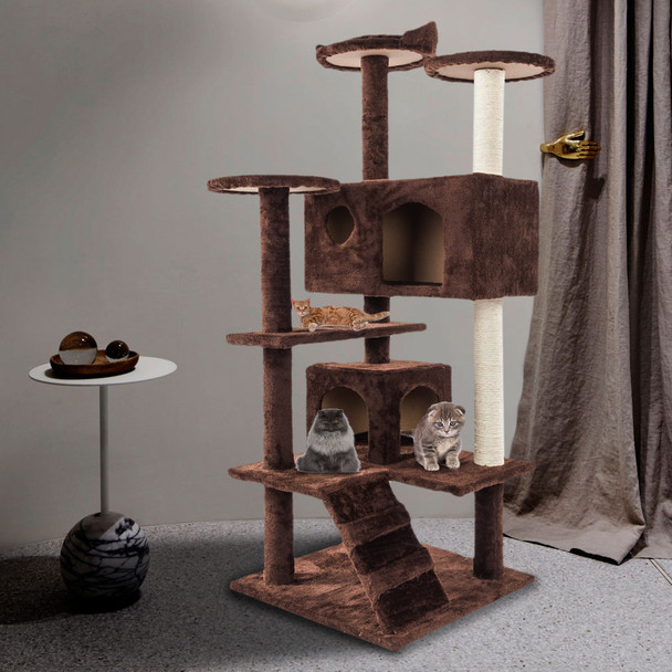52" Solid Cute Sisal Rope Plush Cat Climb Tree Cat Tower