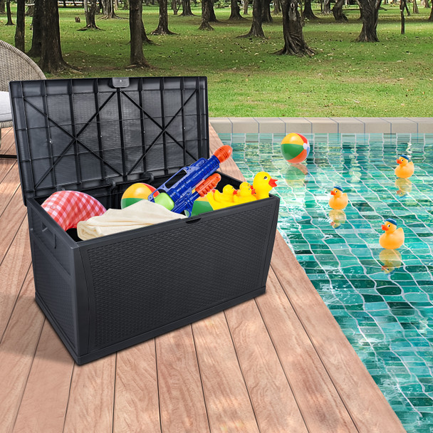 120gal 460L Outdoor Garden Plastic Storage Deck Box Chest Tools Cushions Toys Lockable Seat Waterproof