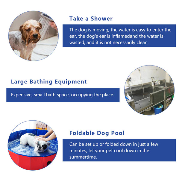  Dog Pool, 160*30/120*30 Foldable Large and Small Dog Pool, Dog Bath, 100% Safe & Non Toxic Kid's Rigid Pool