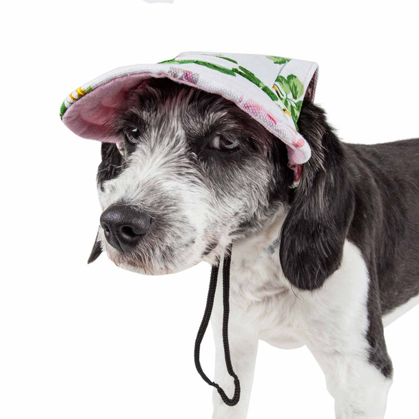 Pet Life 'Botanic Bark' Floral Uv Protectant Adjustable Fashion Dog Hat Cap Pet Life 'Botanic Bark' Floral Uv Protectant Adjustable Fashion Dog Hat Cap