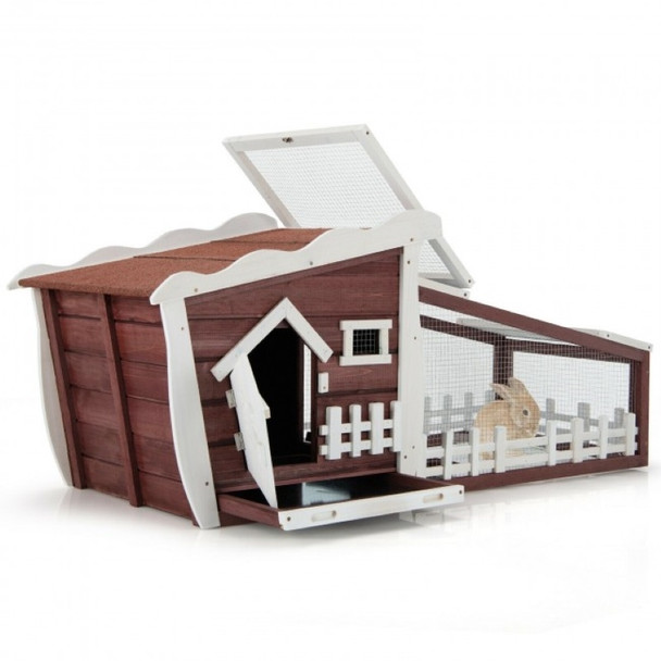 New A Cozy Safety House 62 Inch Wooden Rabbit Hutch With Pull Out Tray