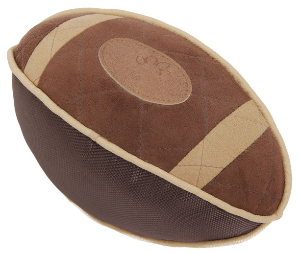 Pet Life ® 'Pugskin' Durable Oxford Nylon and Mesh Plush Squeaky Football Dog Toy