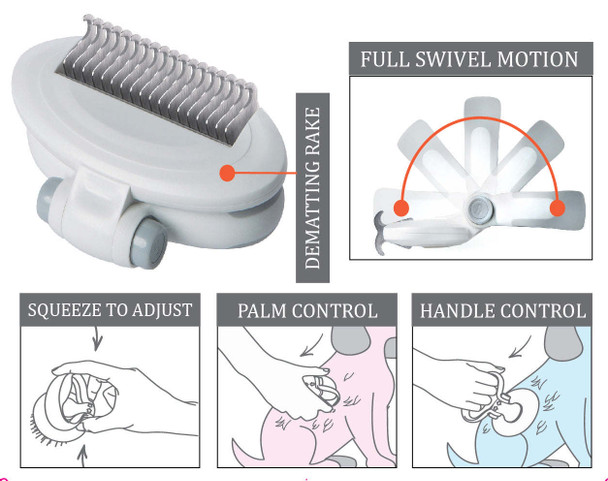 Pet Life ® 'Gyrater' Swivel Travel Grooming Dematting Pet Comb