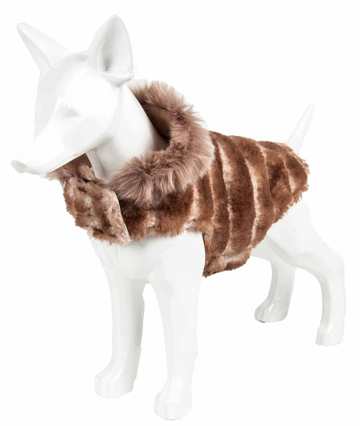 Pet Life Luxe 'Tira-Poochoo' Tiramisu Patterned Mink Dog Coat Jacket