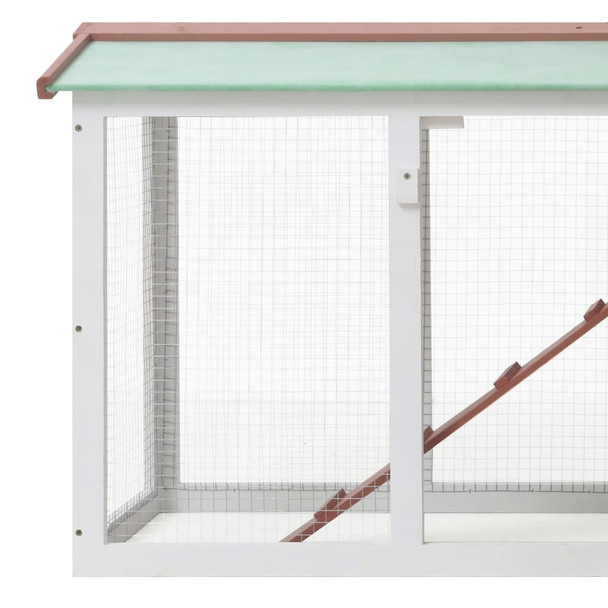 Outdoor Large Rabbit Hutch Brown and White 57.1"x17.7"x33.5" Wood Outdoor Large Rabbit Hutch Brown and White 57.1"x17.7"x33.5" Wood