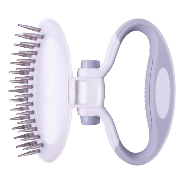 Pet Life ® 'Gyrater' Swivel Travel Dual-Rowed Grooming Undercoat Pet Rake