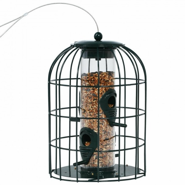 Outdoor Metal Seed Guard Deterrent Squirrel-Proof Caged Tube Wild Bird Feeder 