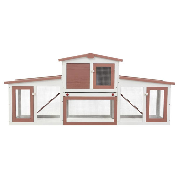Outdoor Large Rabbit Hutch Brown and White 80.3"x17.7"x33.5" Wood Outdoor Large Rabbit Hutch Brown and White 80.3"x17.7"x33.5" Wood
